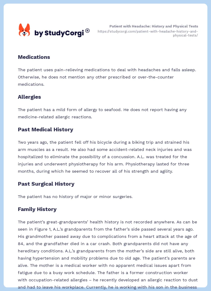 Patient with Headache: History and Physical Tests. Page 2