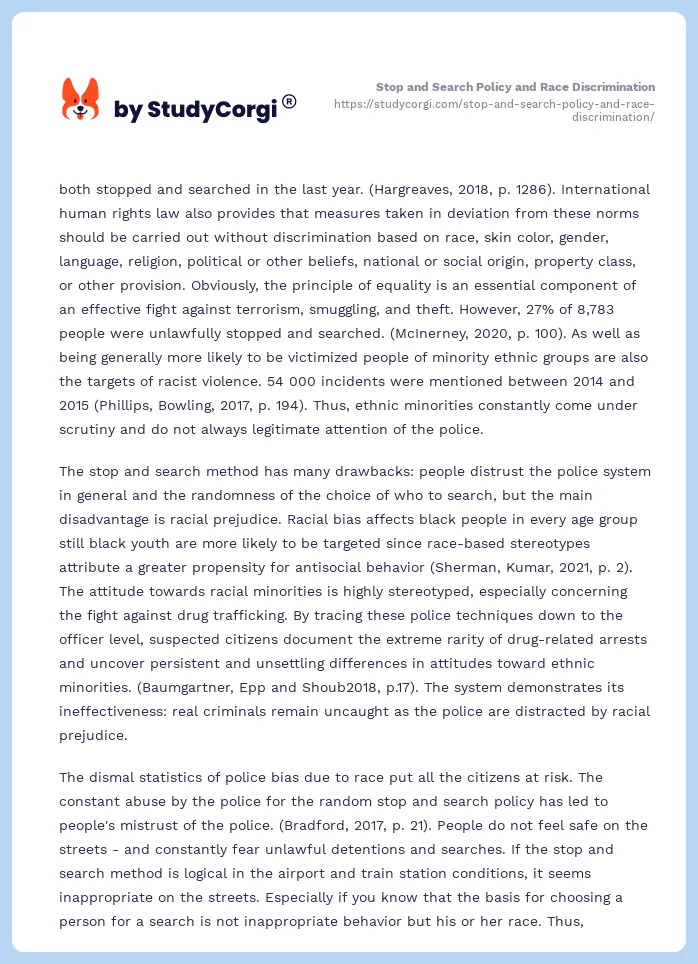 Stop and Search Policy and Race Discrimination. Page 2