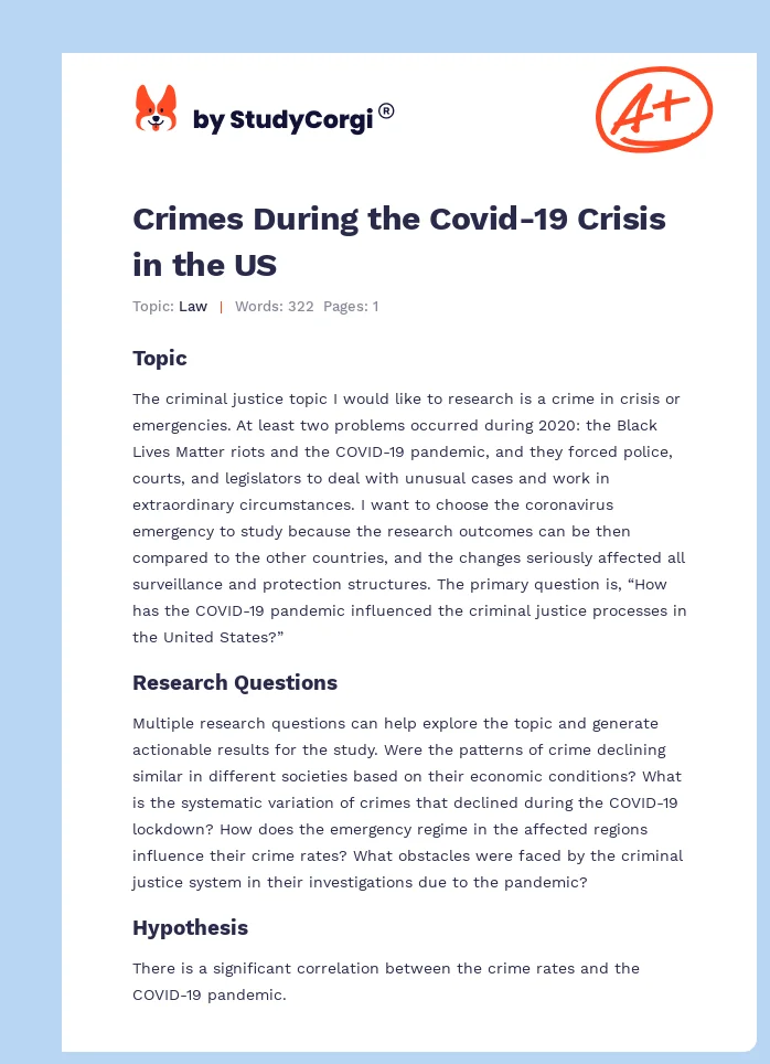 Crimes During the Covid-19 Crisis in the US. Page 1