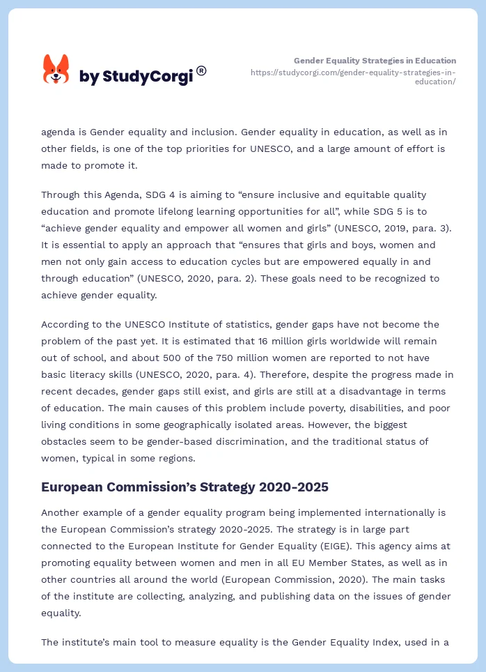 Gender Equality Strategies in Education. Page 2