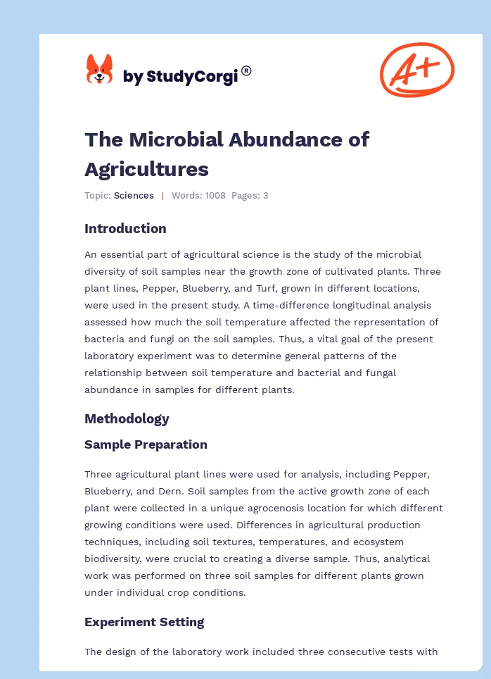 The Microbial Abundance of Agricultures. Page 1