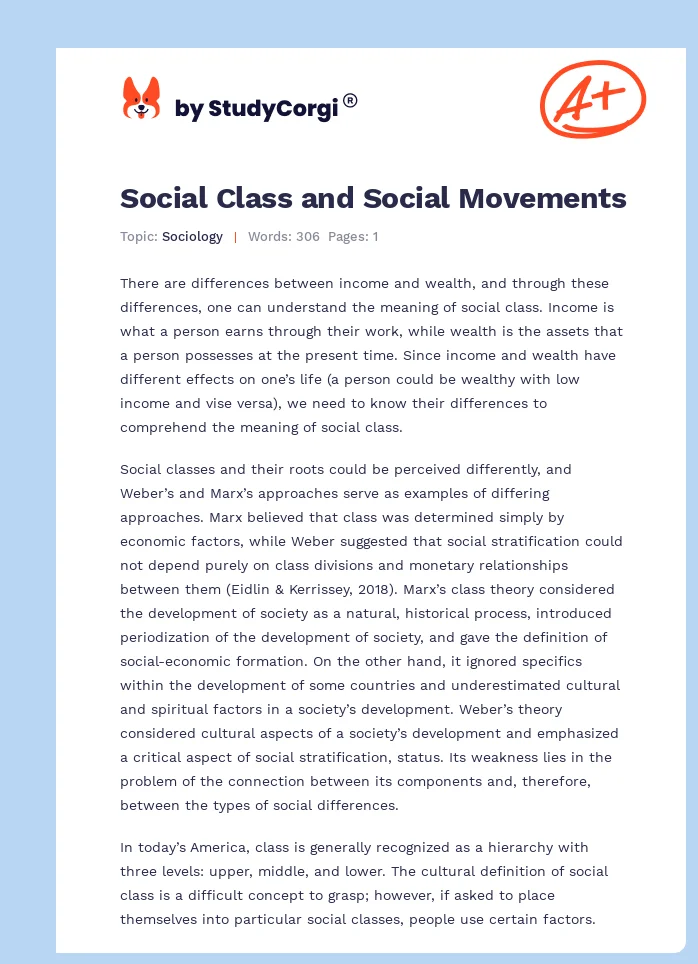 Social Class and Social Movements. Page 1