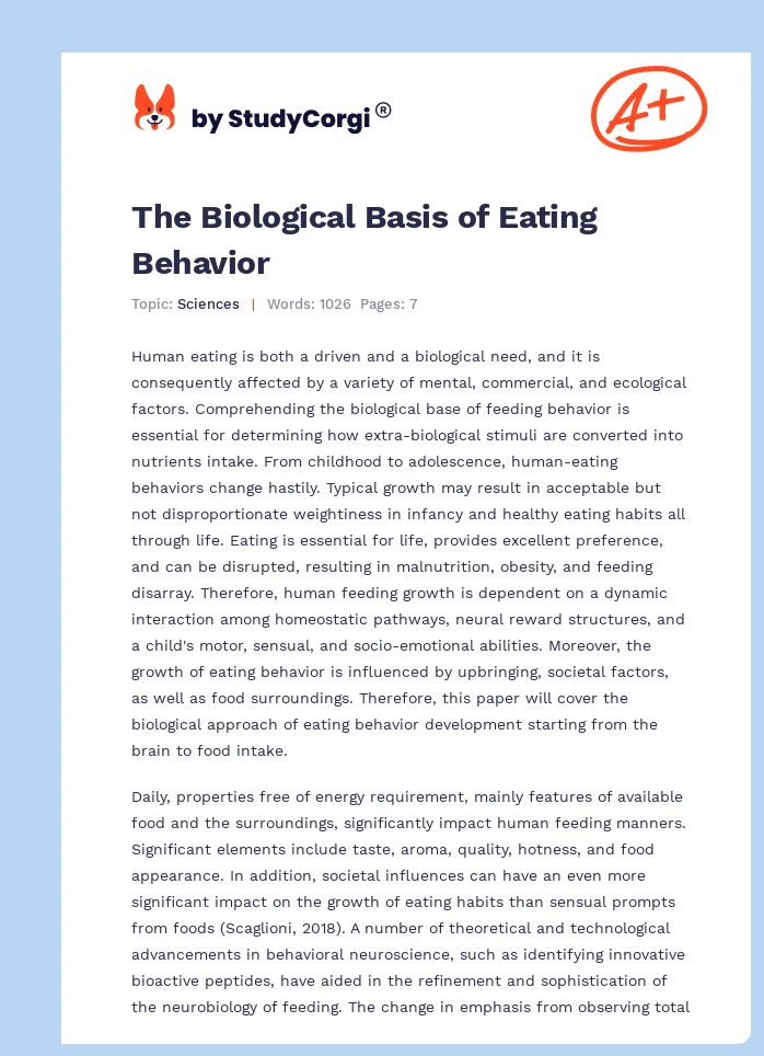 The Biological Basis of Eating Behavior. Page 1