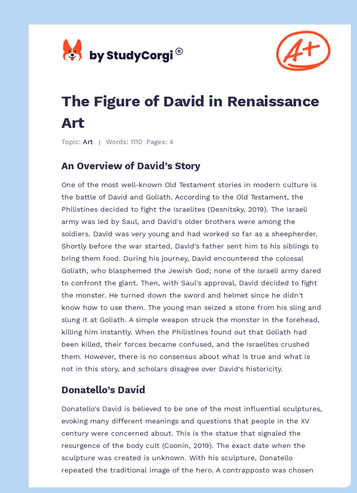The Figure of David in Renaissance Art. Page 1