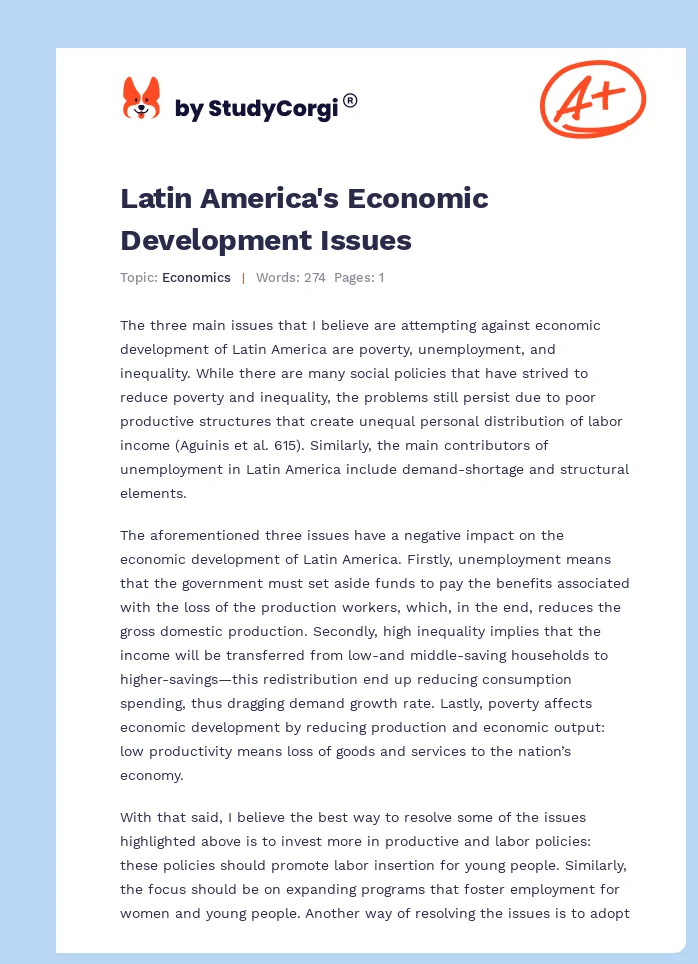 Latin America's Economic Development Issues. Page 1