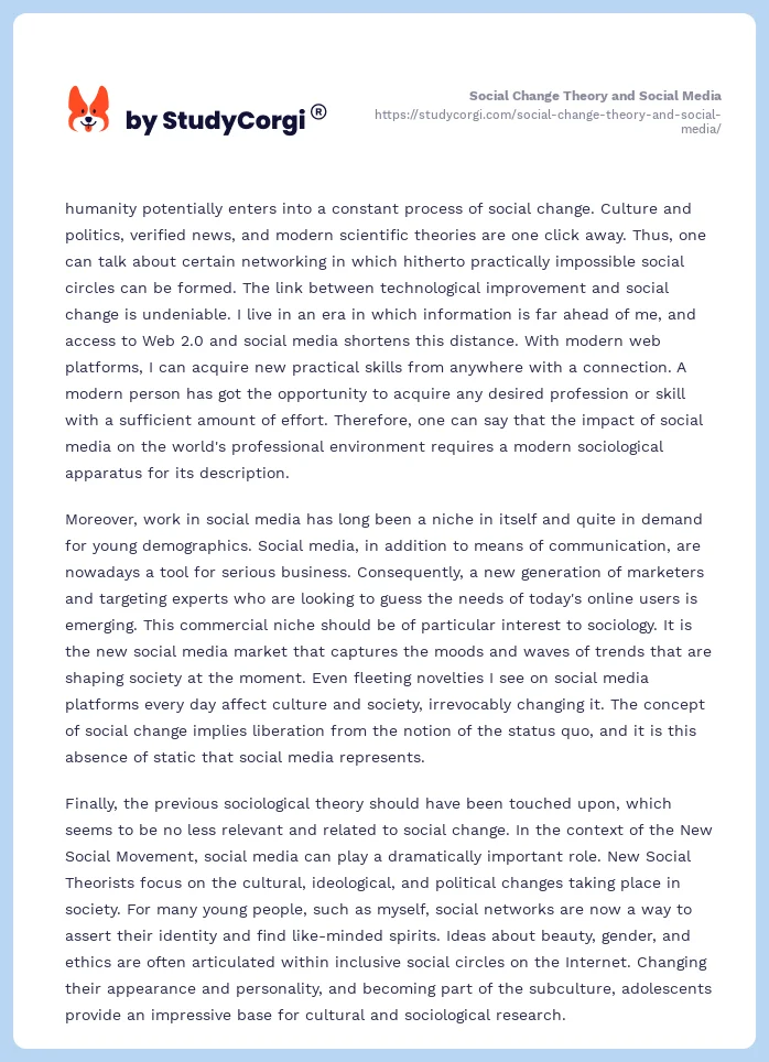 Social Change Theory and Social Media. Page 2
