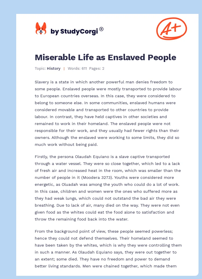 Miserable Life as Enslaved People. Page 1