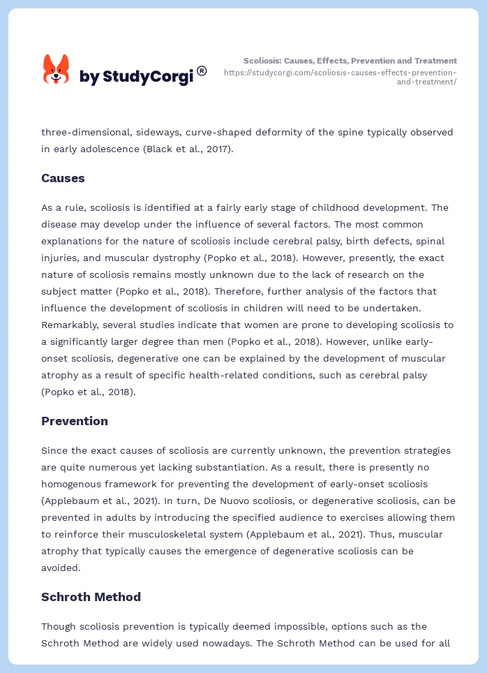 Scoliosis: Causes, Effects, Prevention and Treatment. Page 2