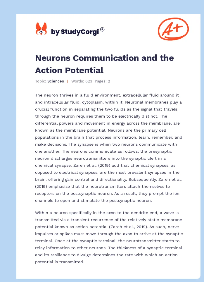 Neurons Communication and the Action Potential. Page 1