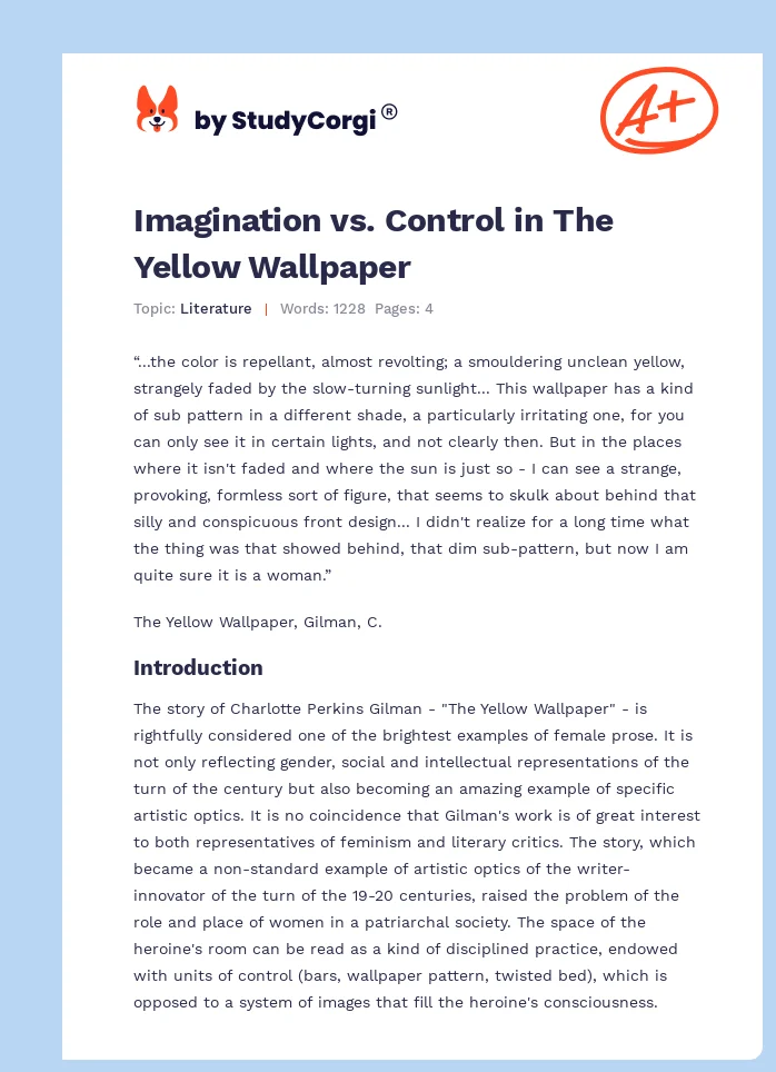 Imagination vs. Control in The Yellow Wallpaper. Page 1