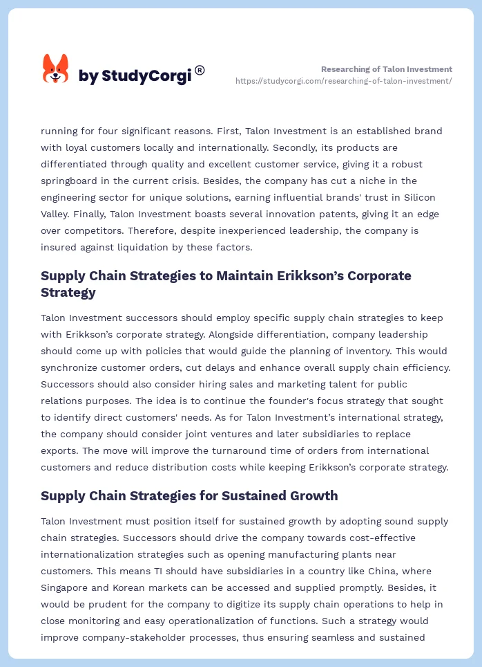 Researching of Talon Investment. Page 2