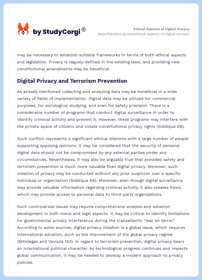 Ethical Aspects of Digital Privacy. Page 2