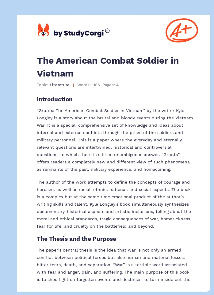 The American Combat Soldier in Vietnam. Page 1