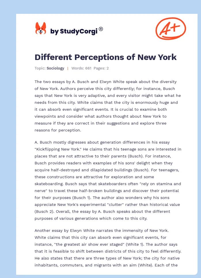 Different Perceptions of New York. Page 1