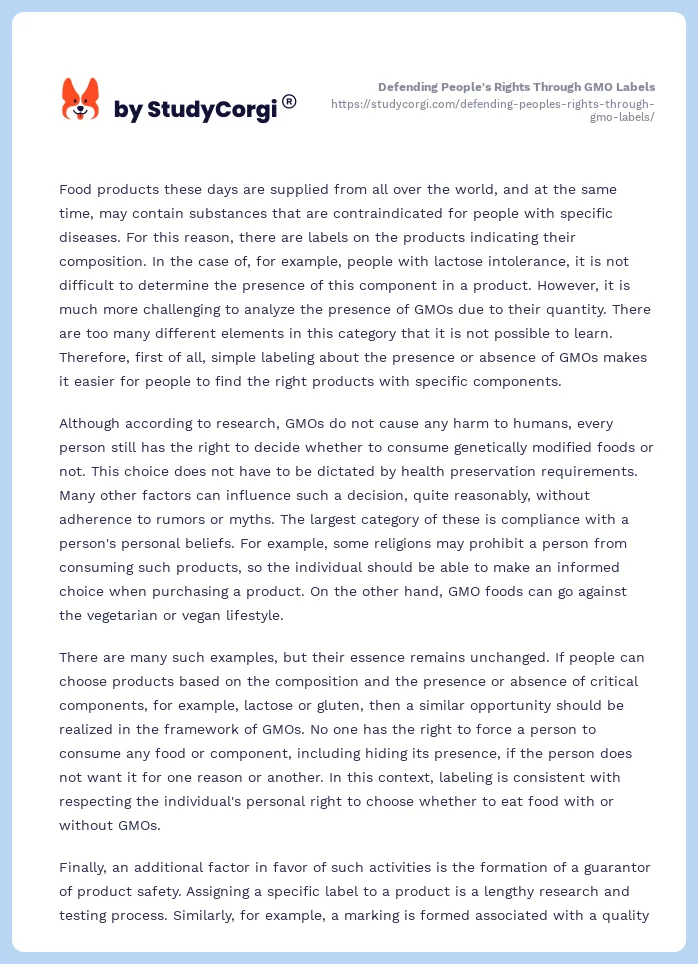 Defending People's Rights Through GMO Labels. Page 2