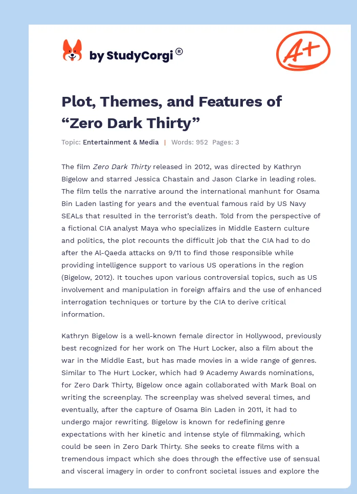 Plot, Themes, and Features of “Zero Dark Thirty”. Page 1