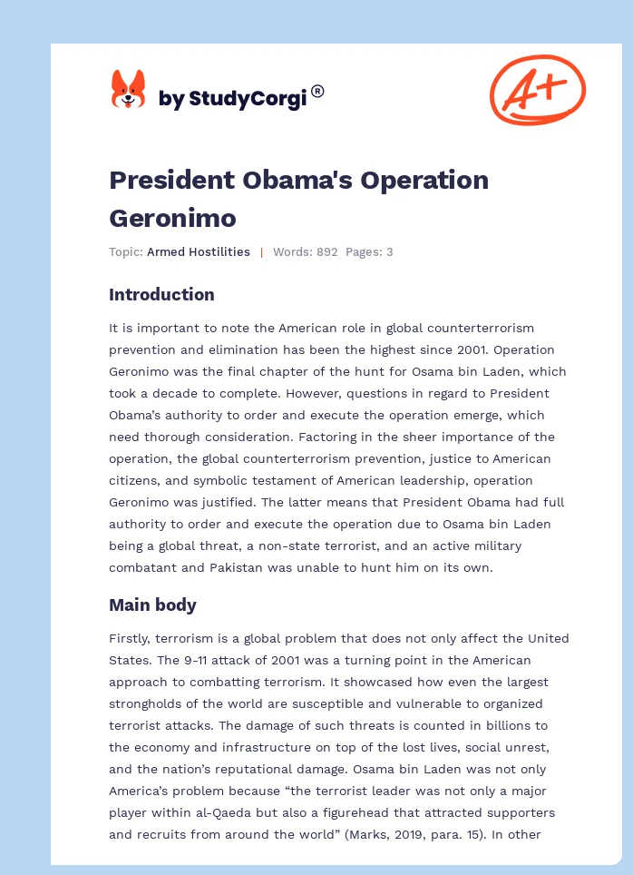 President Obama's Operation Geronimo. Page 1