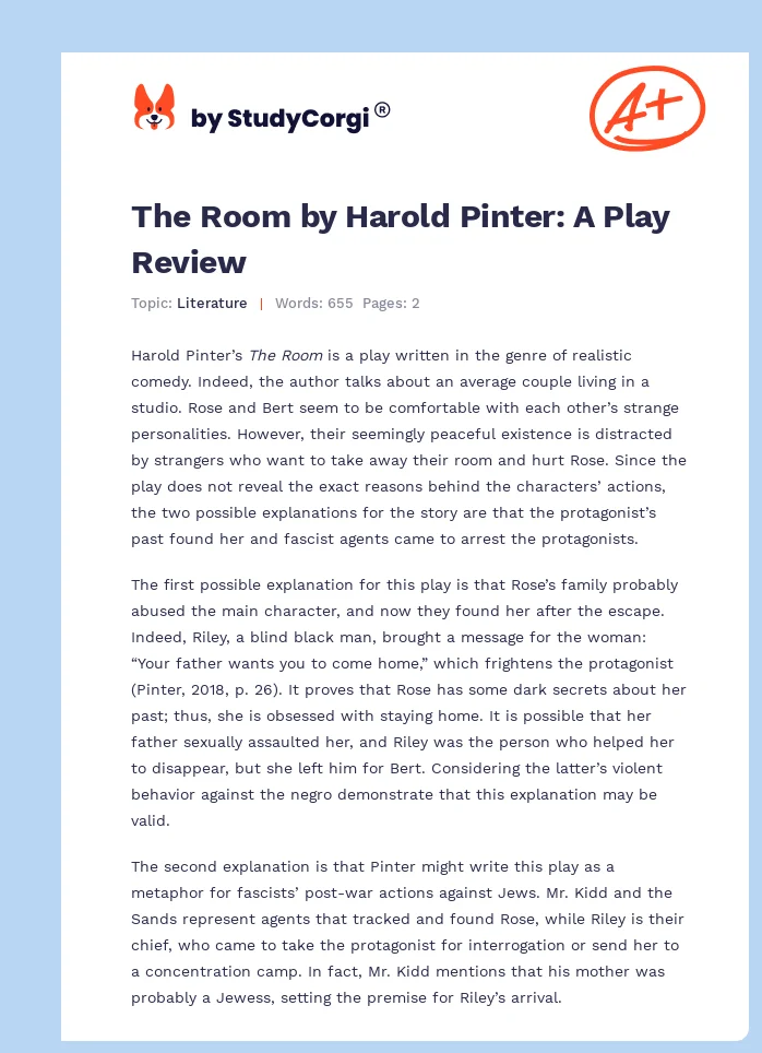 The Room by Harold Pinter: A Play Review. Page 1