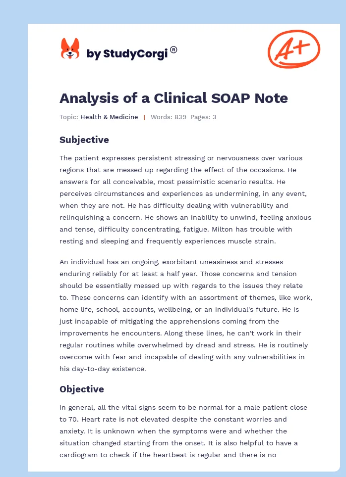 Analysis of a Clinical SOAP Note. Page 1