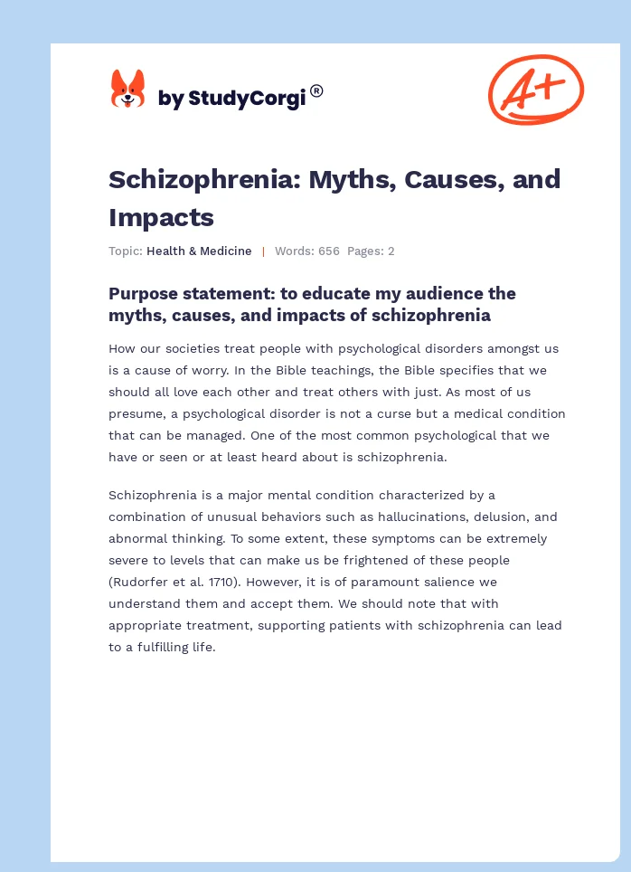 Schizophrenia: Myths, Causes, and Impacts. Page 1