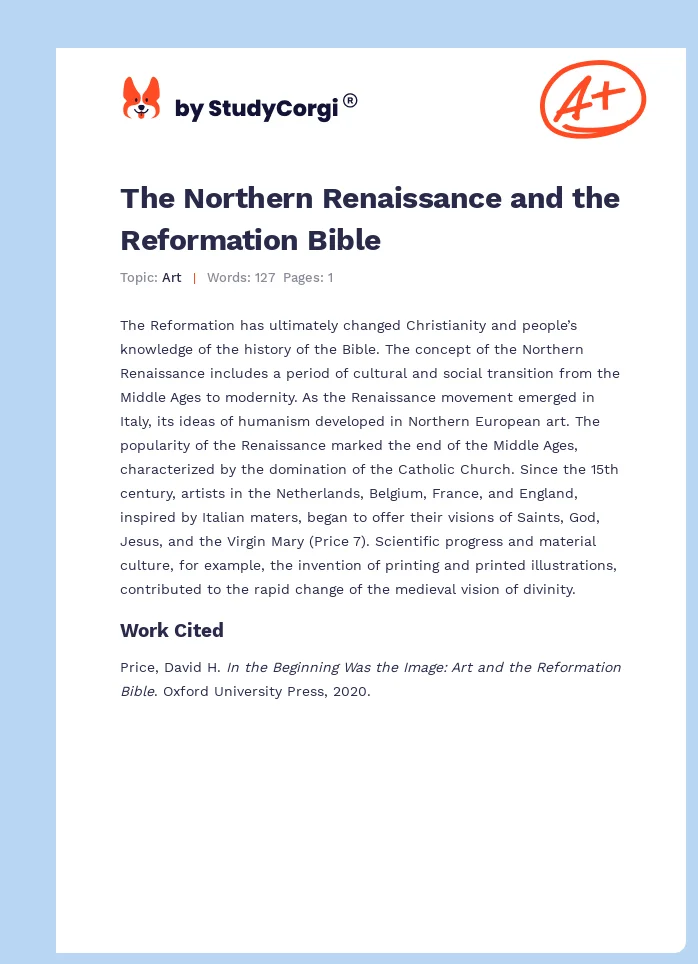 The Northern Renaissance and the Reformation Bible. Page 1