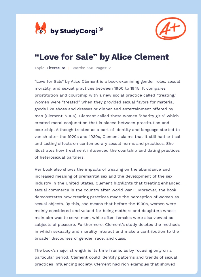 “Love for Sale” by Alice Clement. Page 1