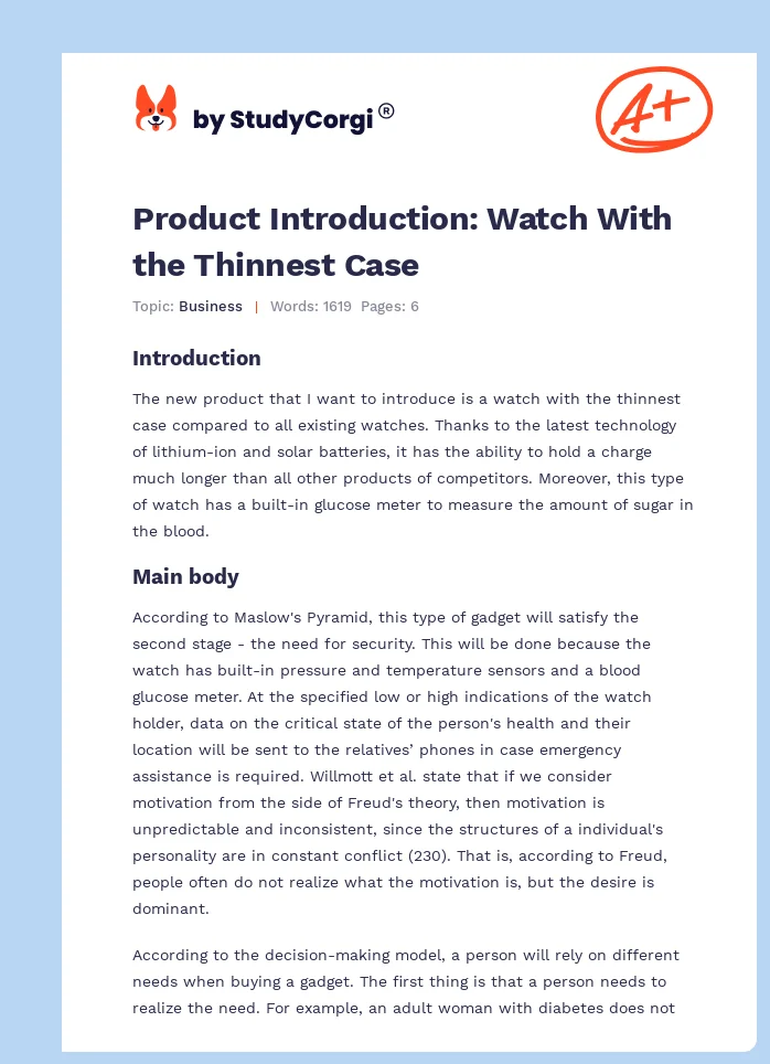 Product Introduction: Watch With the Thinnest Case. Page 1