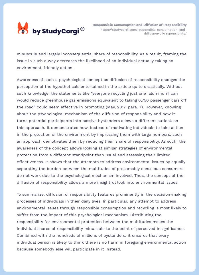 Responsible Consumption and Diffusion of Responsibility. Page 2