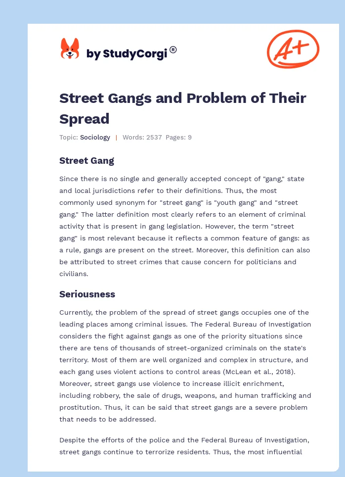 Street Gangs and Problem of Their Spread. Page 1