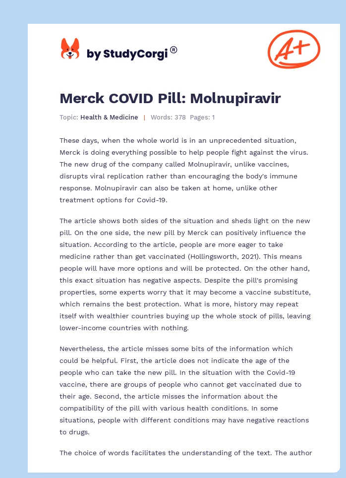 Merck COVID Pill: Molnupiravir. Page 1