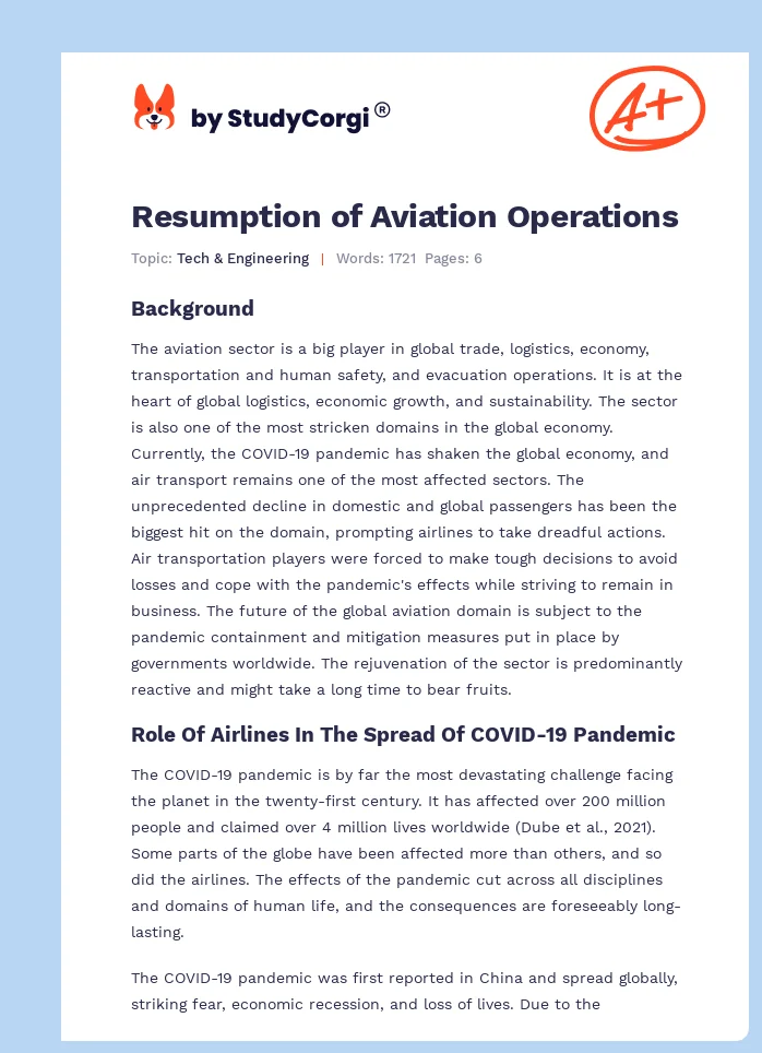 Resumption of Aviation Operations. Page 1
