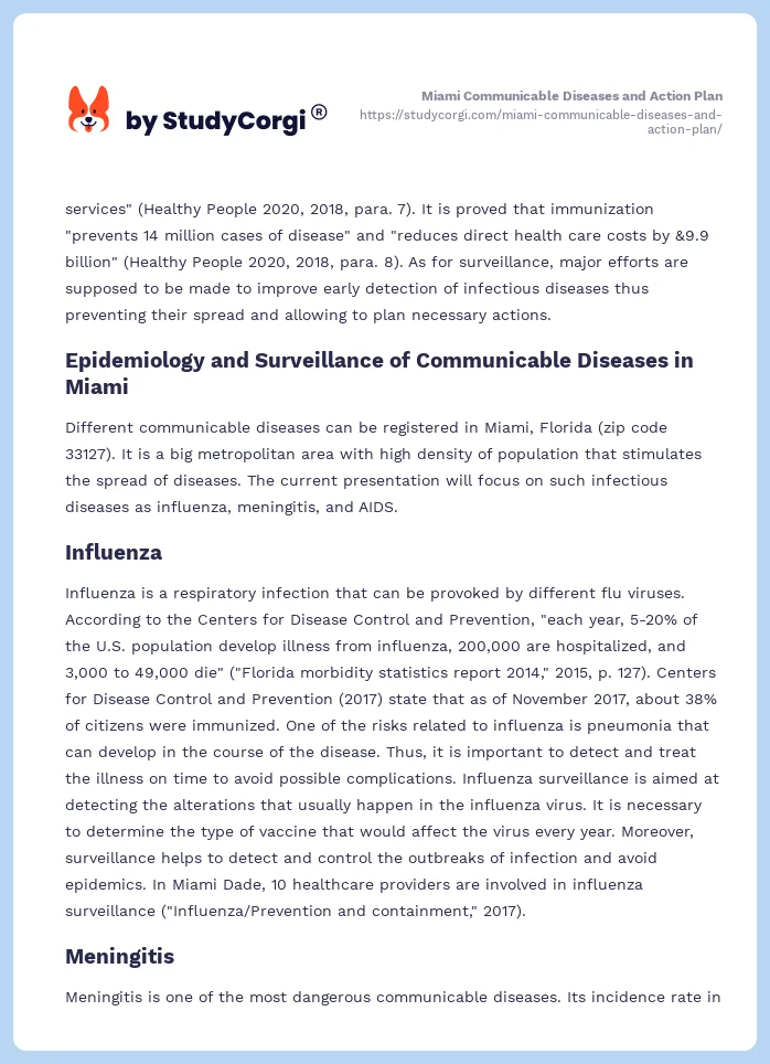 Miami Communicable Diseases and Action Plan. Page 2