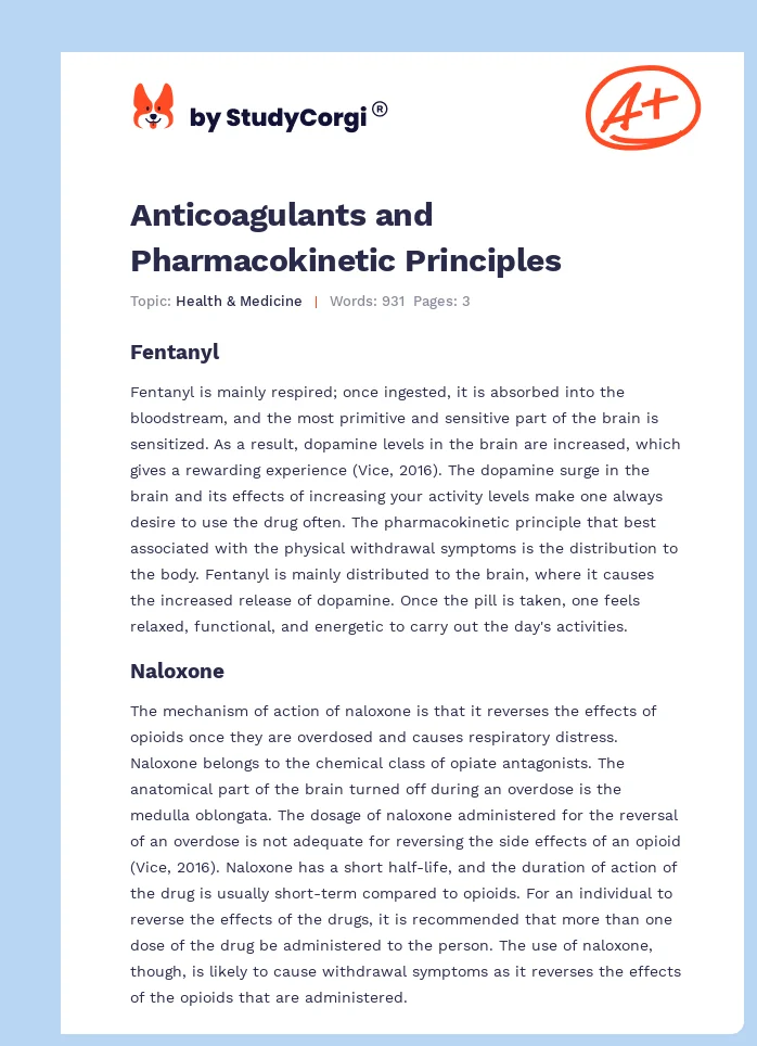Anticoagulants and Pharmacokinetic Principles. Page 1