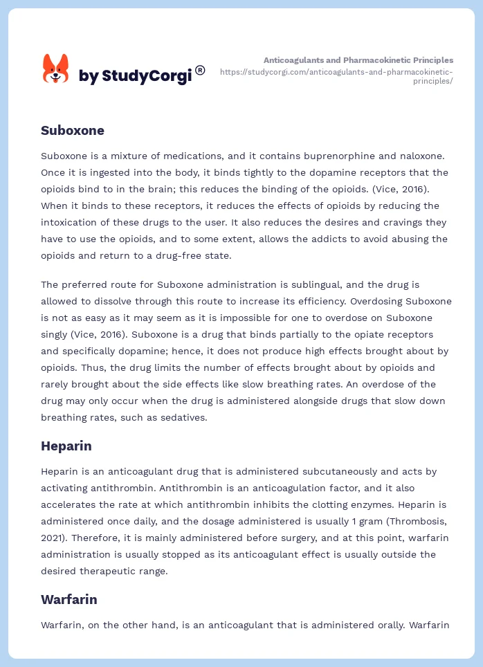 Anticoagulants and Pharmacokinetic Principles. Page 2