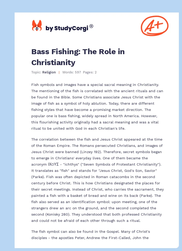 Bass Fishing: The Role in Christianity. Page 1