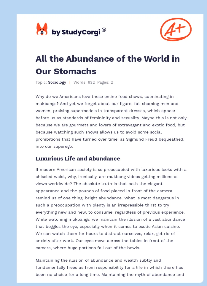 All the Abundance of the World in Our Stomachs. Page 1