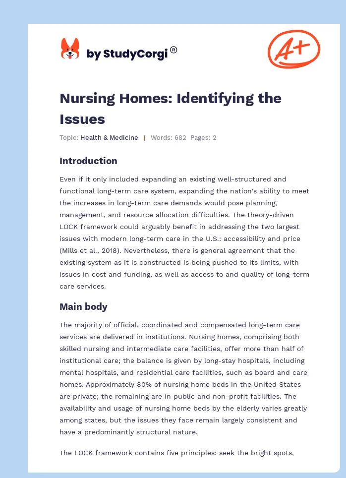 Nursing Homes: Identifying the Issues. Page 1