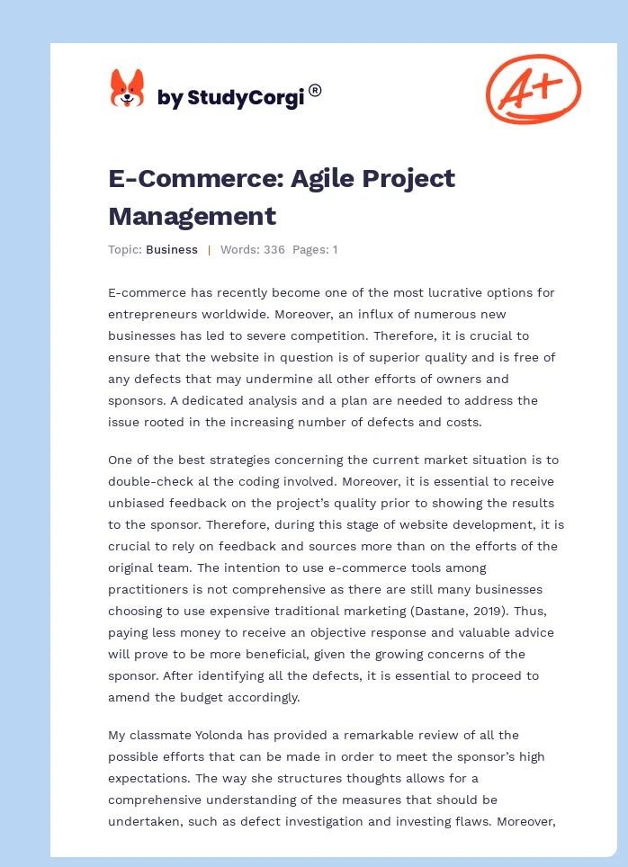 E-Commerce: Agile Project Management. Page 1