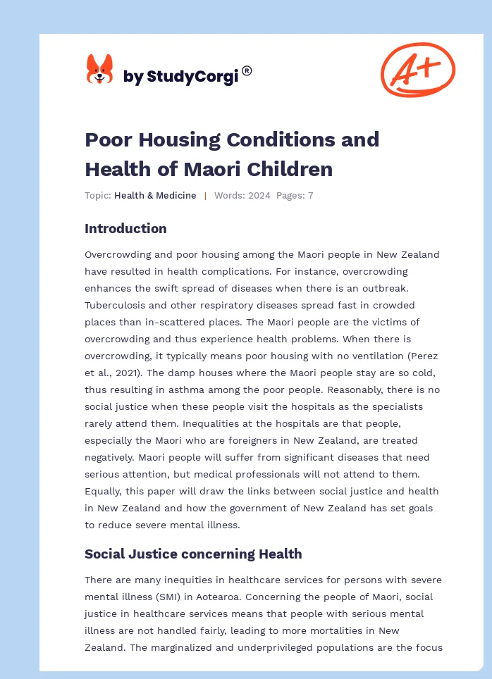Poor Housing Conditions and Health of Maori Children. Page 1