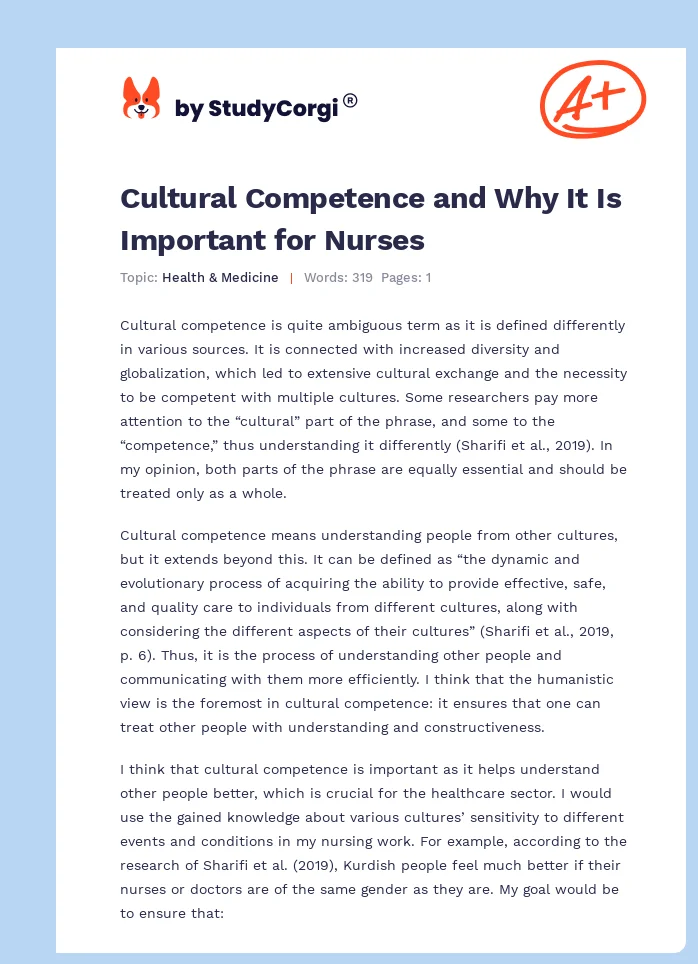 Cultural Competence and Why It Is Important for Nurses. Page 1