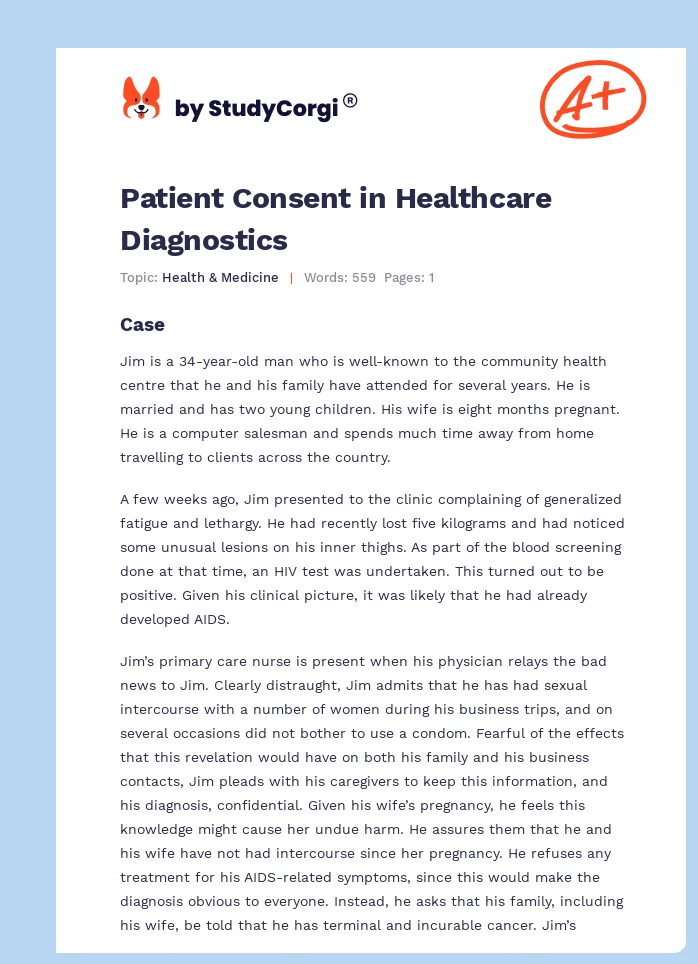 Patient Consent in Healthcare Diagnostics. Page 1