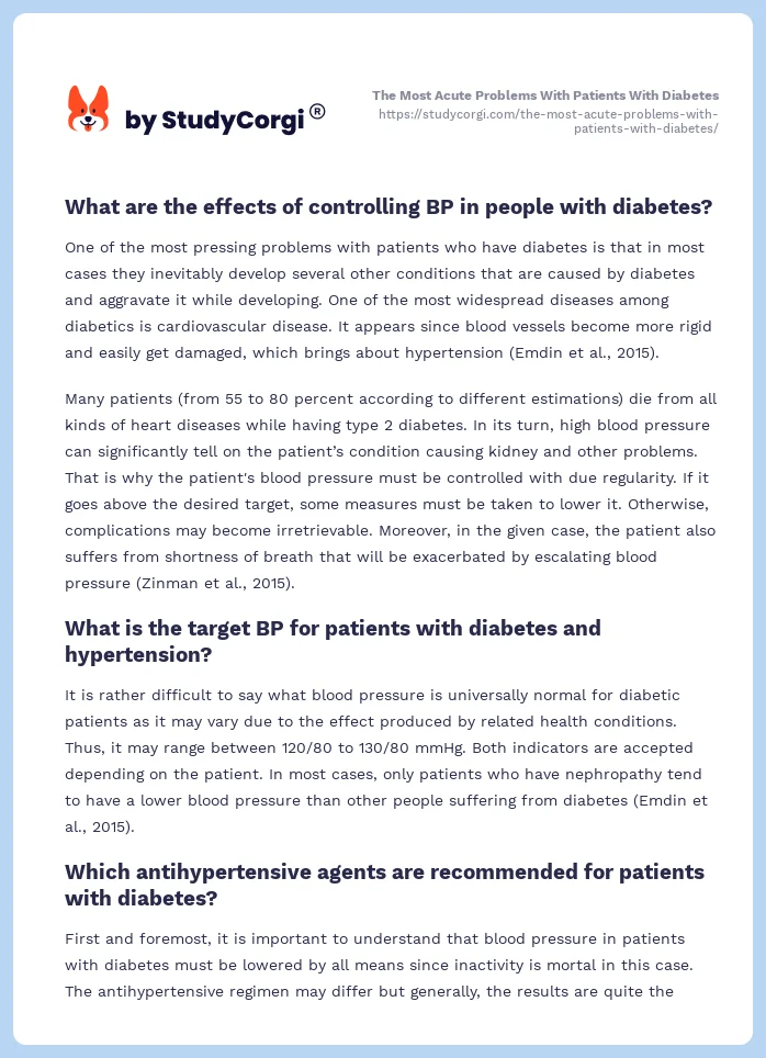 The Most Acute Problems With Patients With Diabetes. Page 2