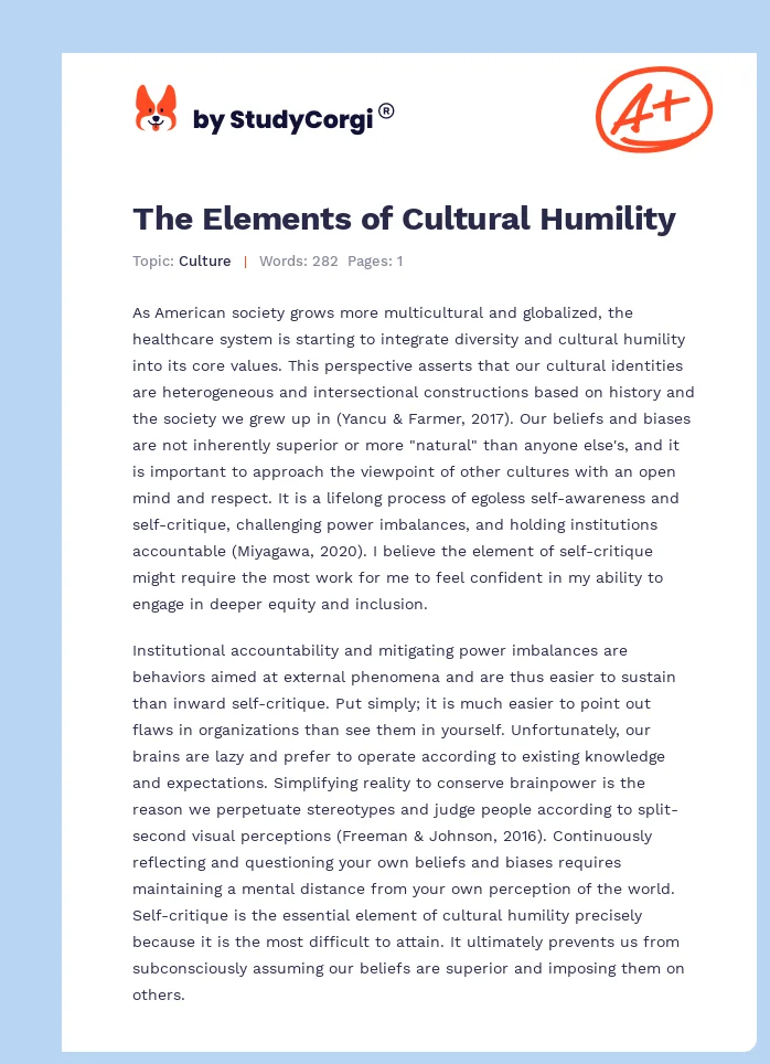 The Elements of Cultural Humility. Page 1