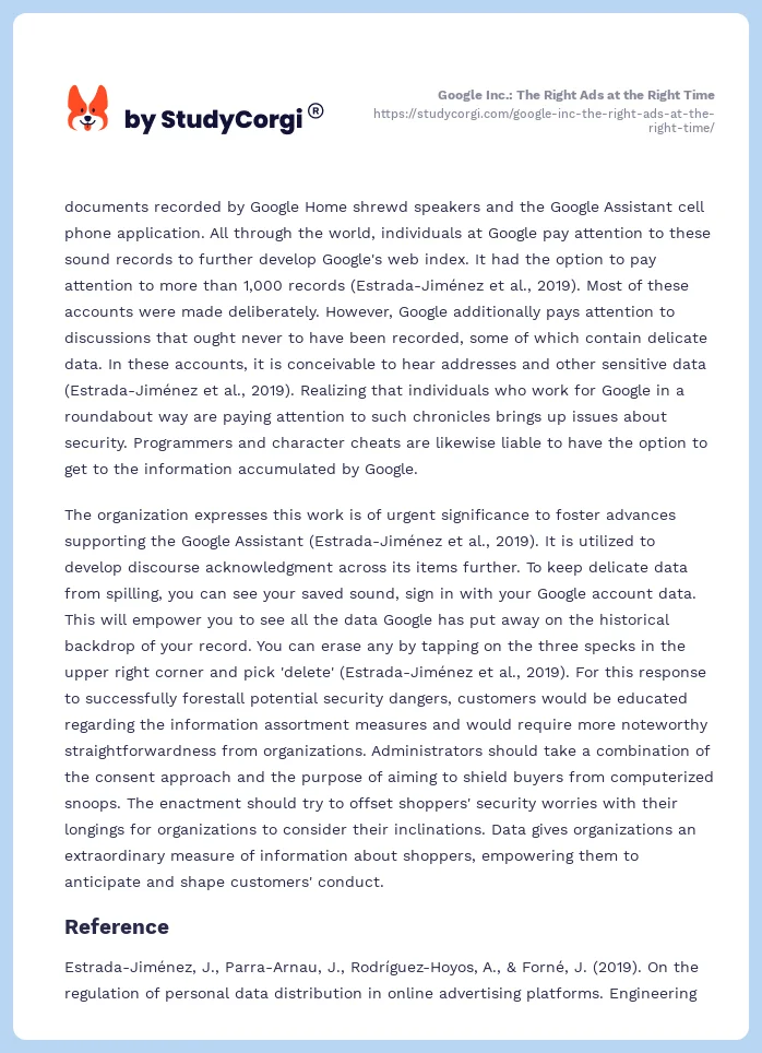 Google Inc.: The Right Ads at the Right Time. Page 2