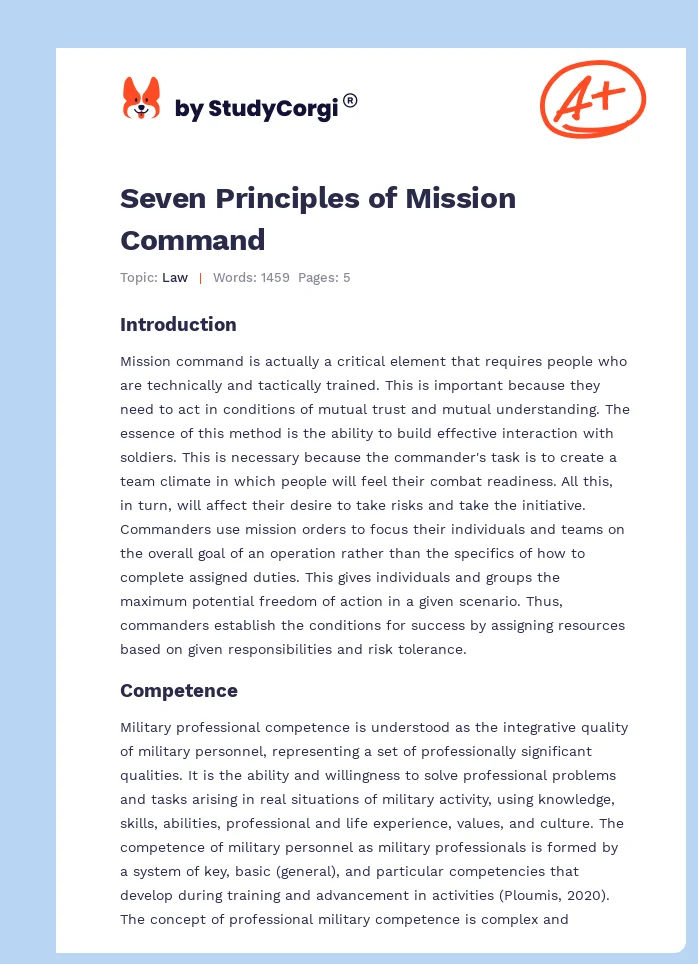 Seven Principles of Mission Command. Page 1