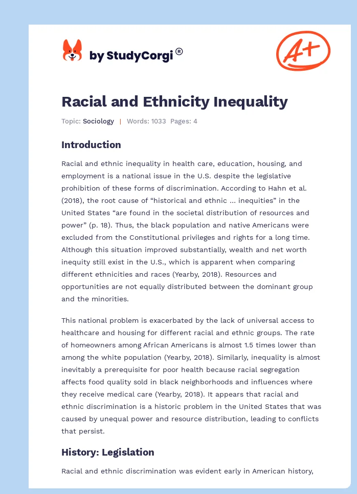 Racial and Ethnicity Inequality. Page 1