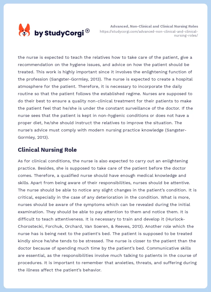 Advanced, Non-Clinical and Clinical Nursing Roles. Page 2