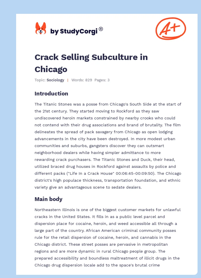 Crack Selling Subculture in Chicago. Page 1