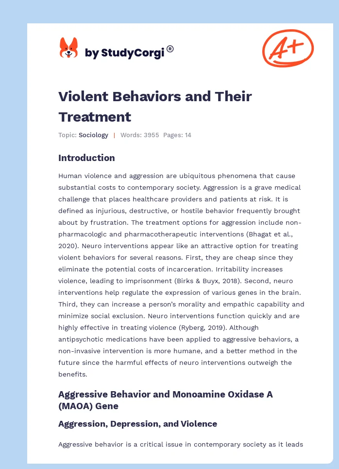 Violent Behaviors and Their Treatment. Page 1