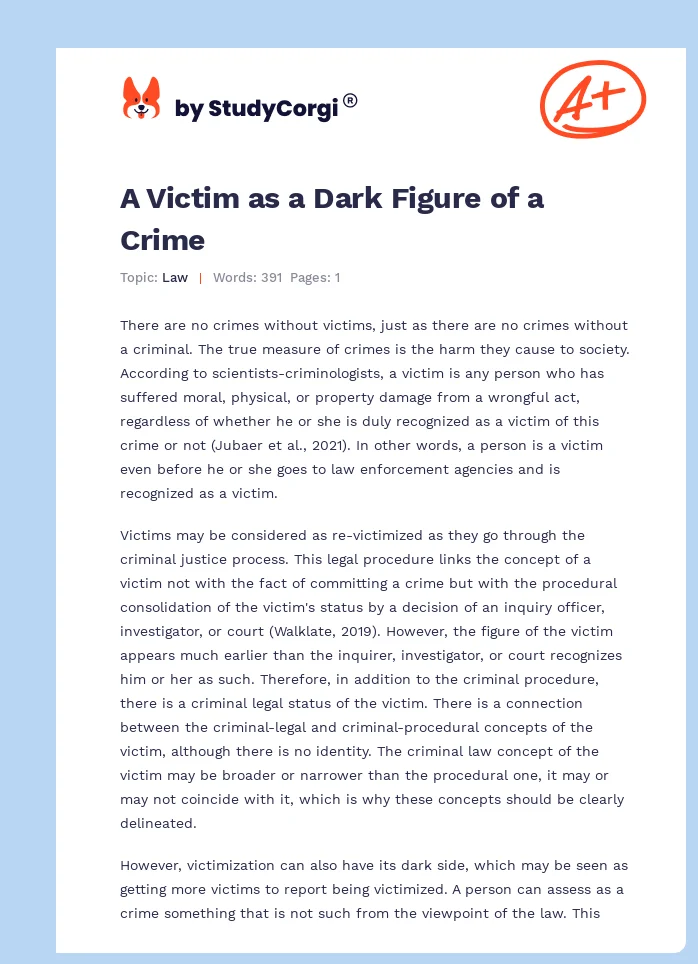 A Victim as a Dark Figure of a Crime. Page 1